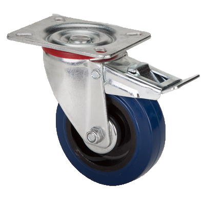 "CAST RUBB BLUE  80X32 SWIVEL C\/W BRK - HEAVIER DUTY FOR ROUGH SURFACE 104X80 MAX LOAD 120KG"