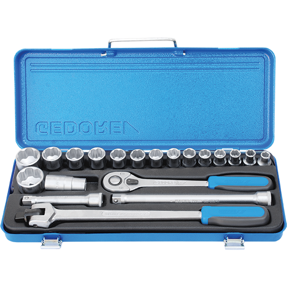 "SOCKET SET   1\/2\"D 20 PCS GED - C-DRIVE 10-32MM & 3\/8-1 1\/4\""