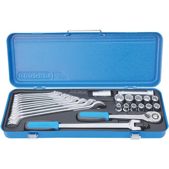 "SOCKET SET   1\/2\"D 26 PCS GED - C-DRIVE 10-24MM & 3\/8-15\/16\""