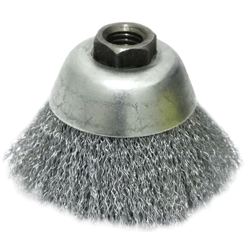 "WIRE CUP BRUSH  76MM X 5\/8 BSW WERN - 0.30MM WIRE- THREAD BSW 5\/8\""