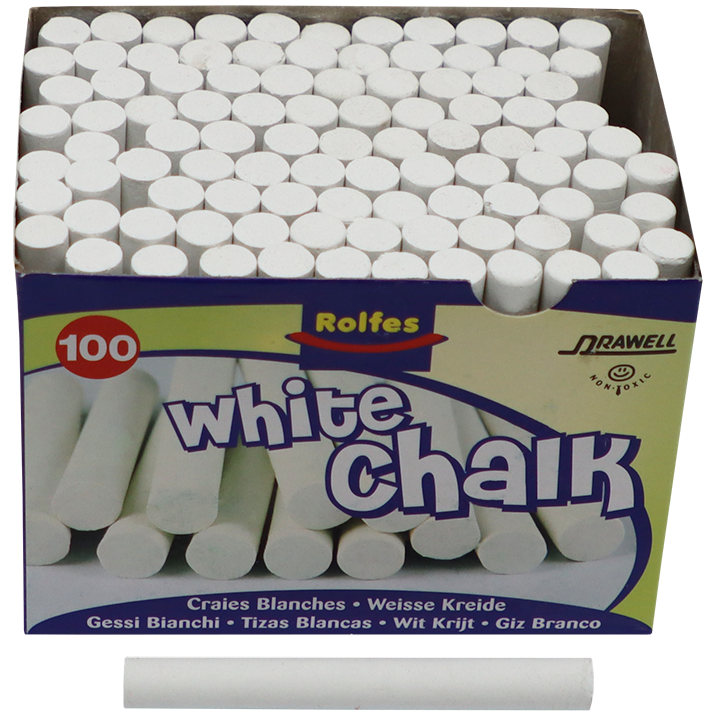 "CHALK SCHOOL BOARD WHITE (100) - SOFT CHALK 100 PER BOX"