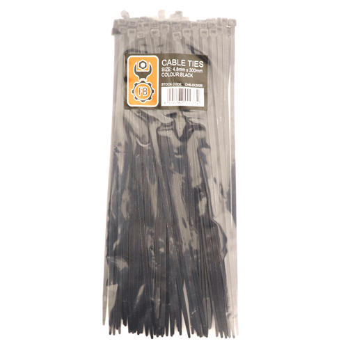 "CABLE TIES 300X4.5MM BLACK  FB - SOLD PER PACK OF 100"
