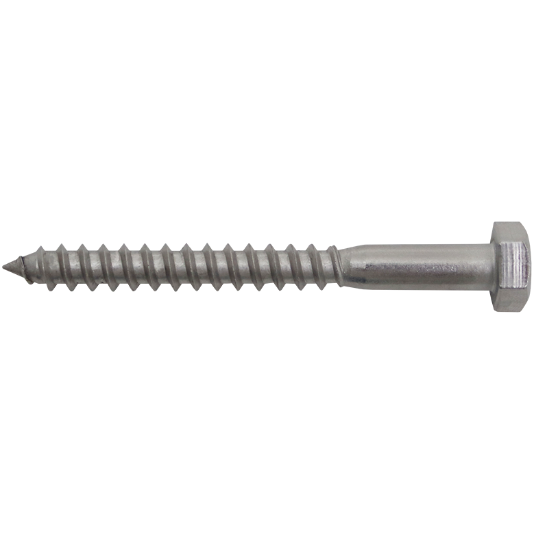 "COACH SCREW S\/S 304 6 X 30MM - DIN 571 - HEX HEAD - S\/STEEL (A2)"