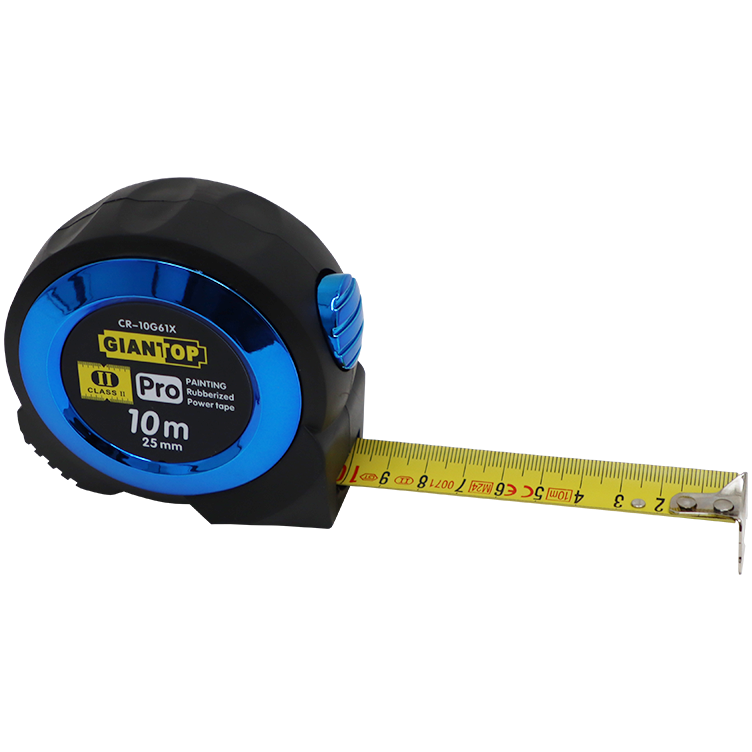 "TAPE  10MX25MM STEEL GIANT BLUE - AUTO LOCK - RUBBER PROTECTIVE CASING"