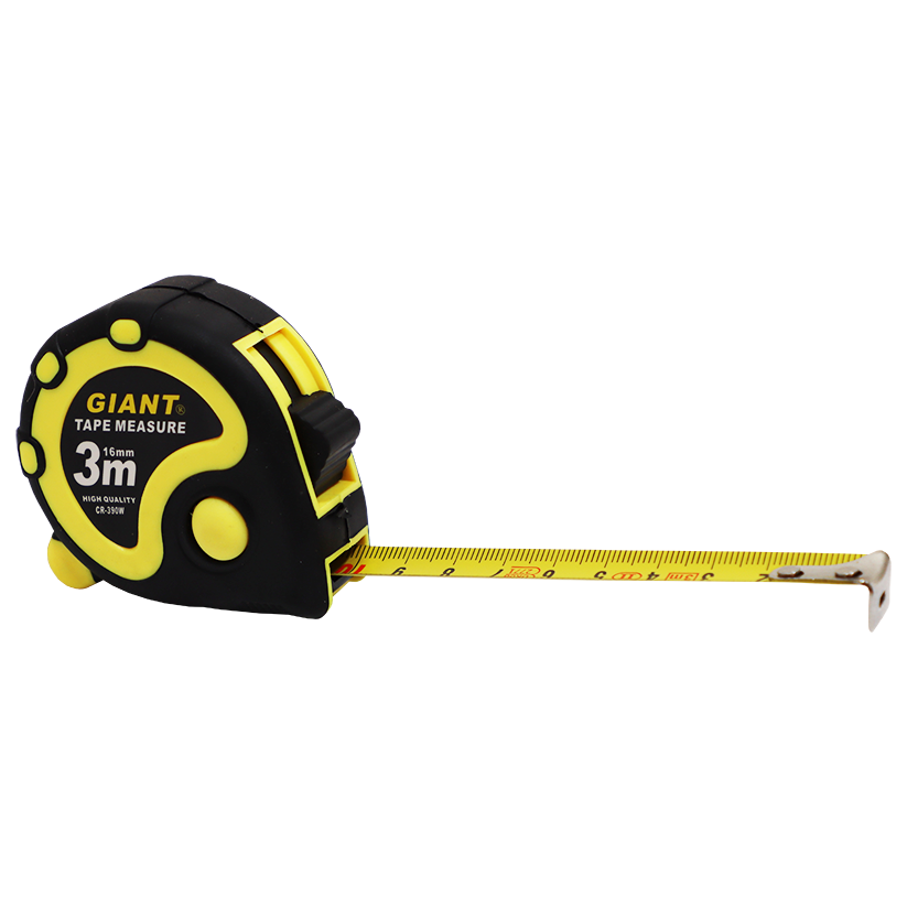"TAPE   3MX16MM STEEL GIANT YELLOW - MANUAL LOCK - RUBBER PROTECTIVE CASING"