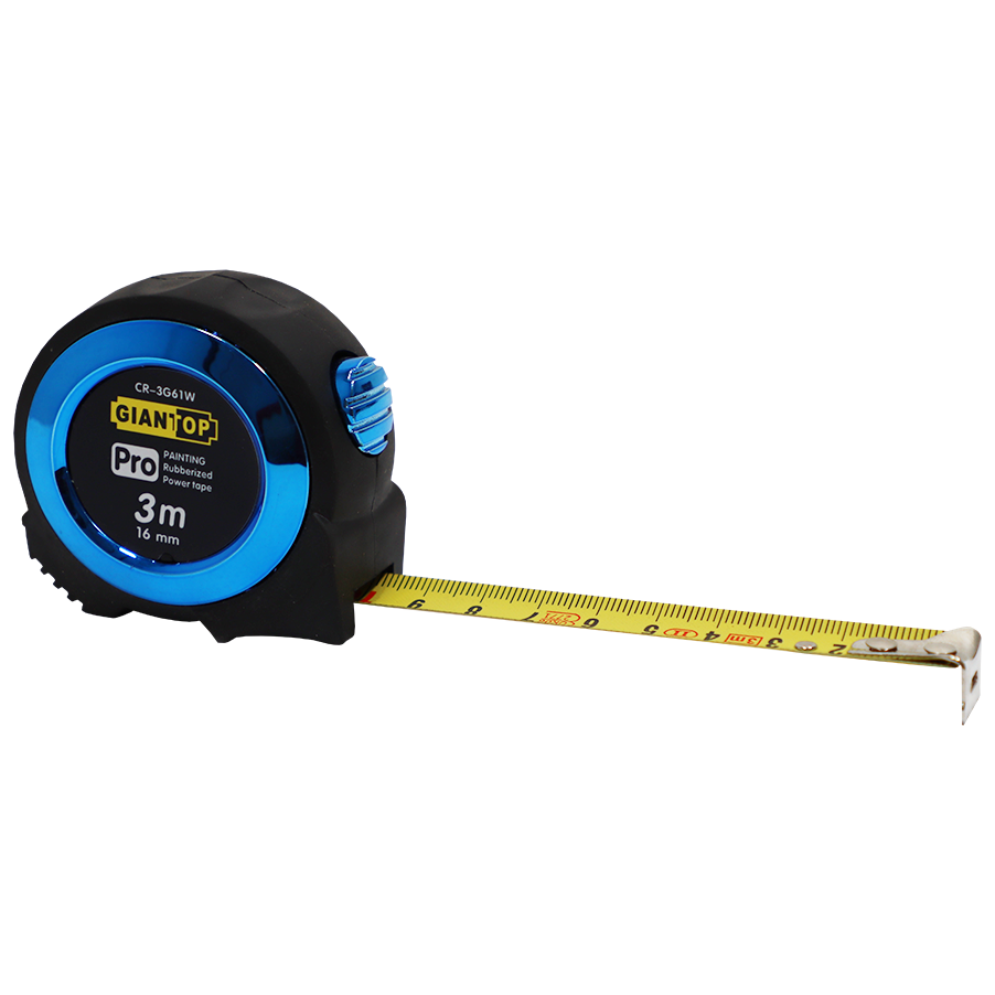 "TAPE   3MX16MM STEEL GIANT BLUE - AUTO LOCK - RUBBER PROTECTIVE CASING"