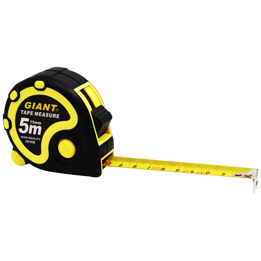 "TAPE   5MX19MM STEEL GIANT YELLOW - MANUAL LOCK - RUBBER PROTECTIVE CASING"