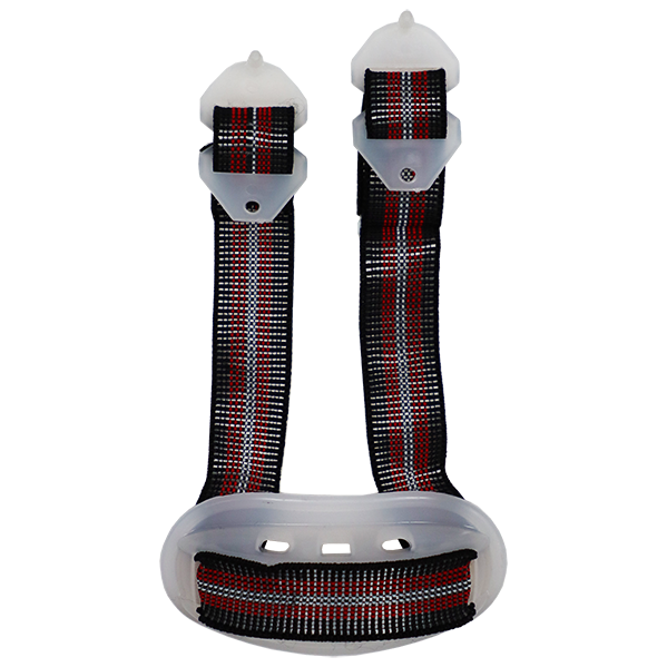 "CHIN STRAP ADJ 2 POINT C\/W CHIN CUP - SABS APPROVED RED\/BLACK ELASTICATED"