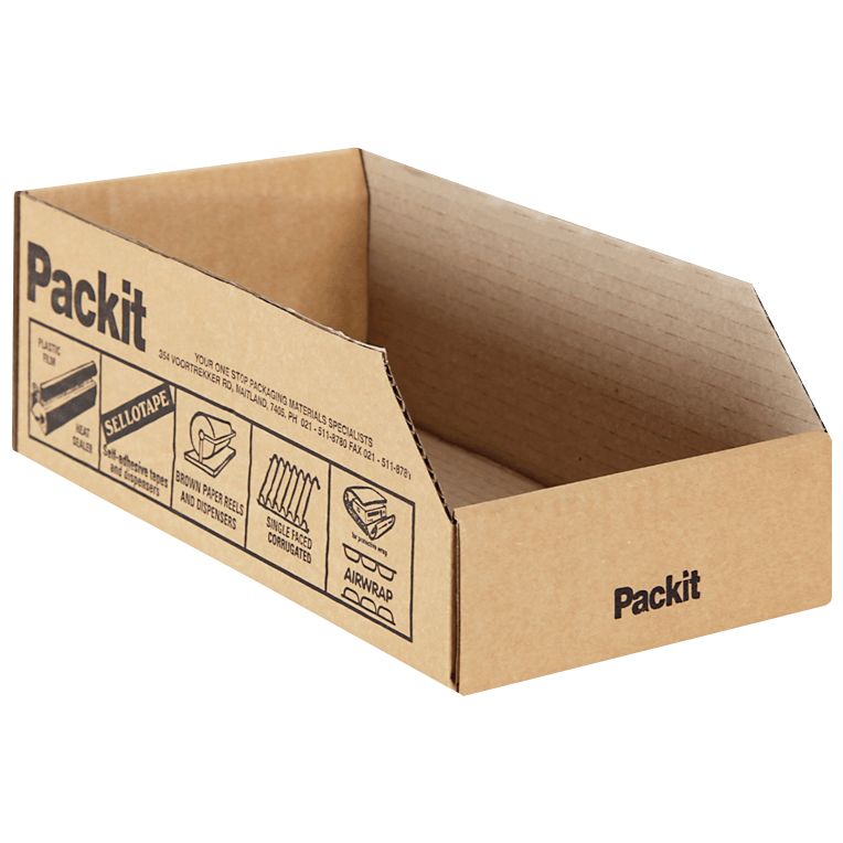 "BOX CARDBOARD 100X300MM PACKIT - FLAT PACKED CARDBOARD STORAGE BIN"