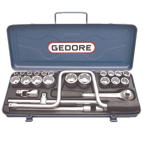 SOCKET SET 1/2"D 25 PCS GED BIHEX 832MM (SPEED BRACE) Fowkes Bros