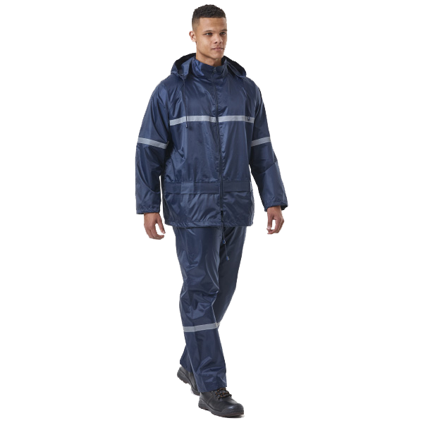 "RAIN SUIT PREMIUM MAC NAVY 2XL - 300GSM COTTON INNER LINING (2 PIECE)"
