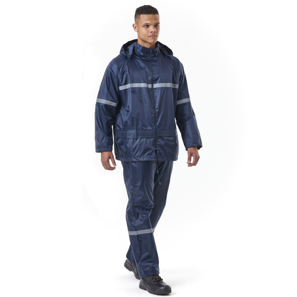 "RAIN SUIT PREMIUM MAC NAVY    SMALL - 300GSM COTTON INNER LINING (2 PIECE)"