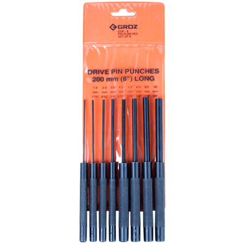 PIN PUNCH SET 8 PCE 200MM GROZ - 8 PIECE (1.5 / 2.5 / 3 / 4 / 5