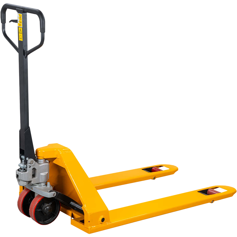 "PALLET TRUCK 2000KG LOW PROFILE YELLOW - FORK SIZE 685 X 1200 (DOUBLE PU WHEELS)"