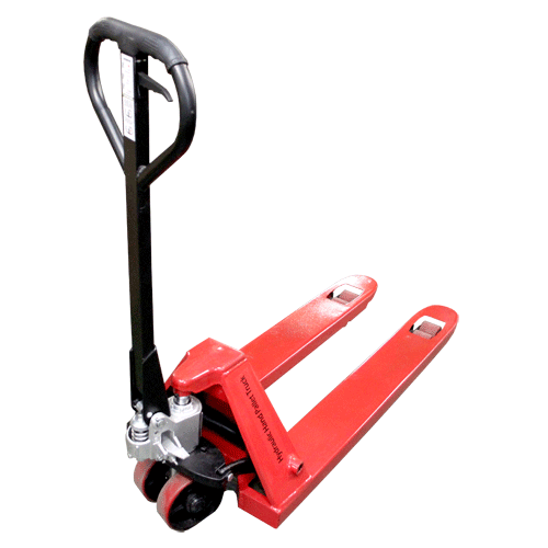 "PALLET TRUCK 3000KG NARROW FORK RED - FORK SIZE 500X 1100 (DOUBLE PU WHEELS)"