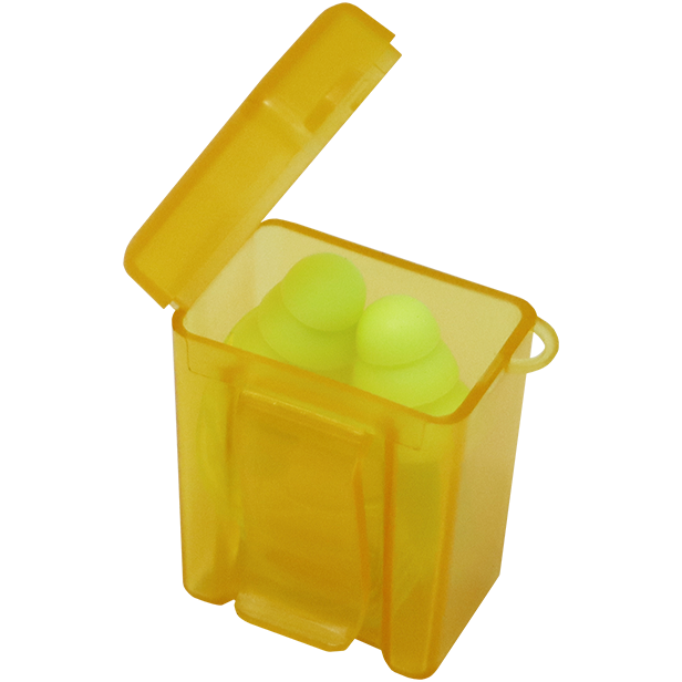 "EARPLUGS CORDED REUSABLE GREEN (CASE) - SOLD PER EACH (WITH PLASTIC CASE)"