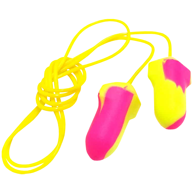 "EARPLUGS CORDED DISPOSABE YELLOW\/PINK - SOLD PER EACH (FLUORESCENT)"