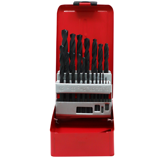 DRILL SET 19PC 1-10 BLACK FB - HALF GROUND (4241) - METAL BOX