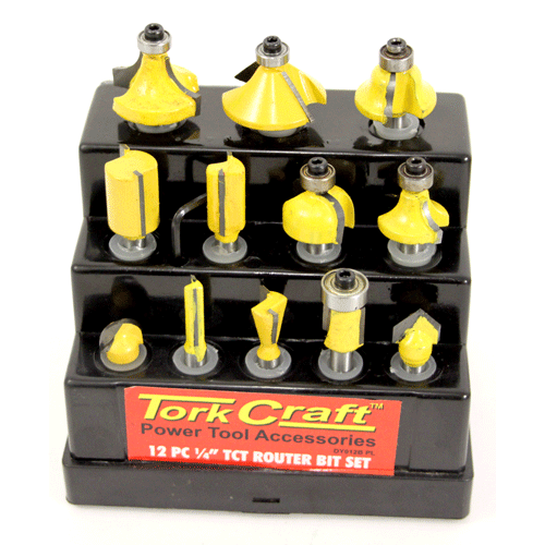 "ROUTER BIT SET 12 PC 1\/4\" TCT - 1\/4\" SHANK (TCT)"