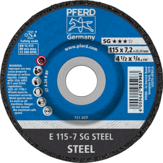 "GRINDING DISC  STL 115 X 7.0 SG PFERD - FOR STEEL - PERFORMANCE LINE"