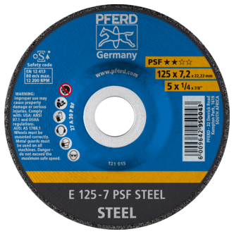 "GRINDING DISC  STL 125 X 6.0 PSF PFERD - DWS - FOR STEEL - UNIVERSAL LINE"