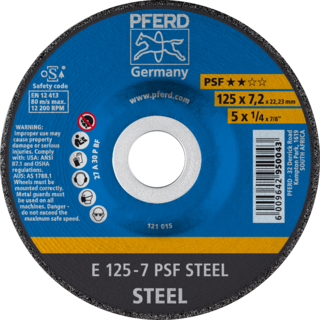 "GRINDING DISC  STL 125 X 7.0 PSF PFERD - FOR STEEL - UNIVERSAL LINE"