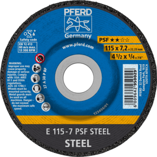 "GRINDING DISC  STL 180 X 7.0 PSF PFERD - DWS - FOR STEEL - UNIVERSAL LINE"