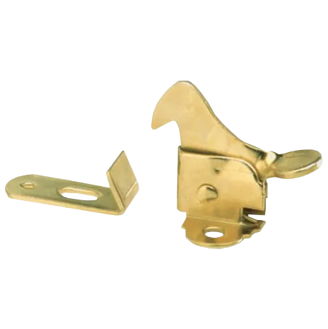 "ELBOW CATCH & STRIKE BRASS PLATED - DWS - CABINET DOOR ELBOW CATCH"