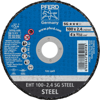 "CUT OFF STEEL 100X2.4X16  SG PFERD - SG = HIGH PERFORMANCE"