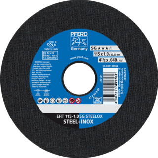 "CUT OFF S\/S 115X1.0X22  SG PFERD - STEELOX = HIGH PERFORMANCE"