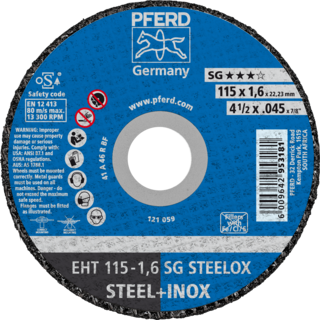 "CUT OFF S\/S 115X1.6X22  SG PFERD - S\/STEEL. SG = HIGH PERFORMANCE"