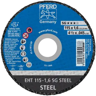 "CUT OFF STEEL 115X1.6X22  SG PFERD - SG = HIGH PERFORMANCE"