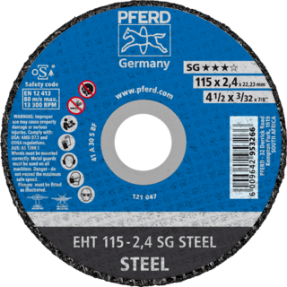 "CUT OFF STEEL 115X2.4X22  SG PFERD - SG = HIGH PERFORMANCE"