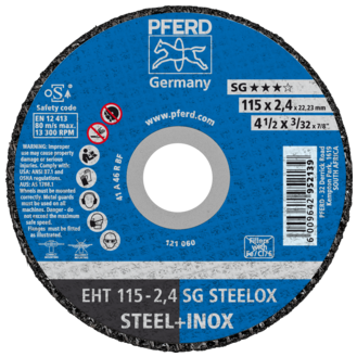 "CUT OFF S\/S 115X2.4X22  SG PFERD - S\/STEEL. SG = HIGH PERFORMANCE"