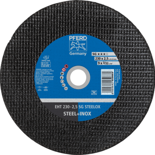 "CUT OFF S\/S 230X2.5X22  SG PFERD - TYPE E. S\/STEEL. SG = HIGH PERFORMANCE"