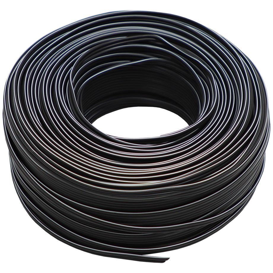 "RIPCORD 2 CORE 0.5 MM BLACK - FLEXIBLE PVC CABLE WITH WHITE STRIPE"