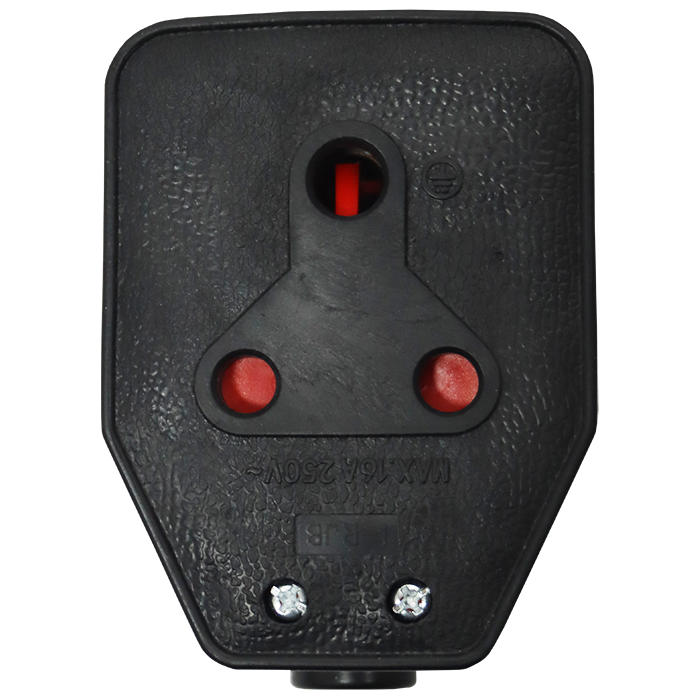 "PLUG JANUS COUPLER 16A 3 PIN RUBBER - BLACK DOUBLE SIDED"