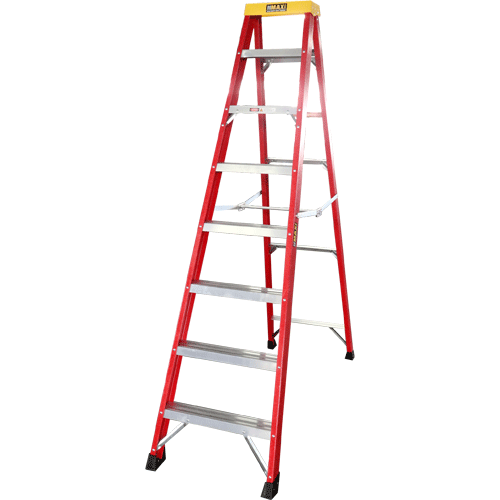 "LADDER A-FRAME F\/G HD  8 STEP 2.4M - FIBREGLASS - MAX LOAD 150KG"