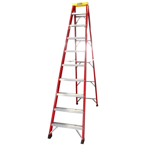 "LADDER A-FRAME F\/G HD 10 STEP 3.0M - FIBREGLASS - MAX LOAD 150KG"