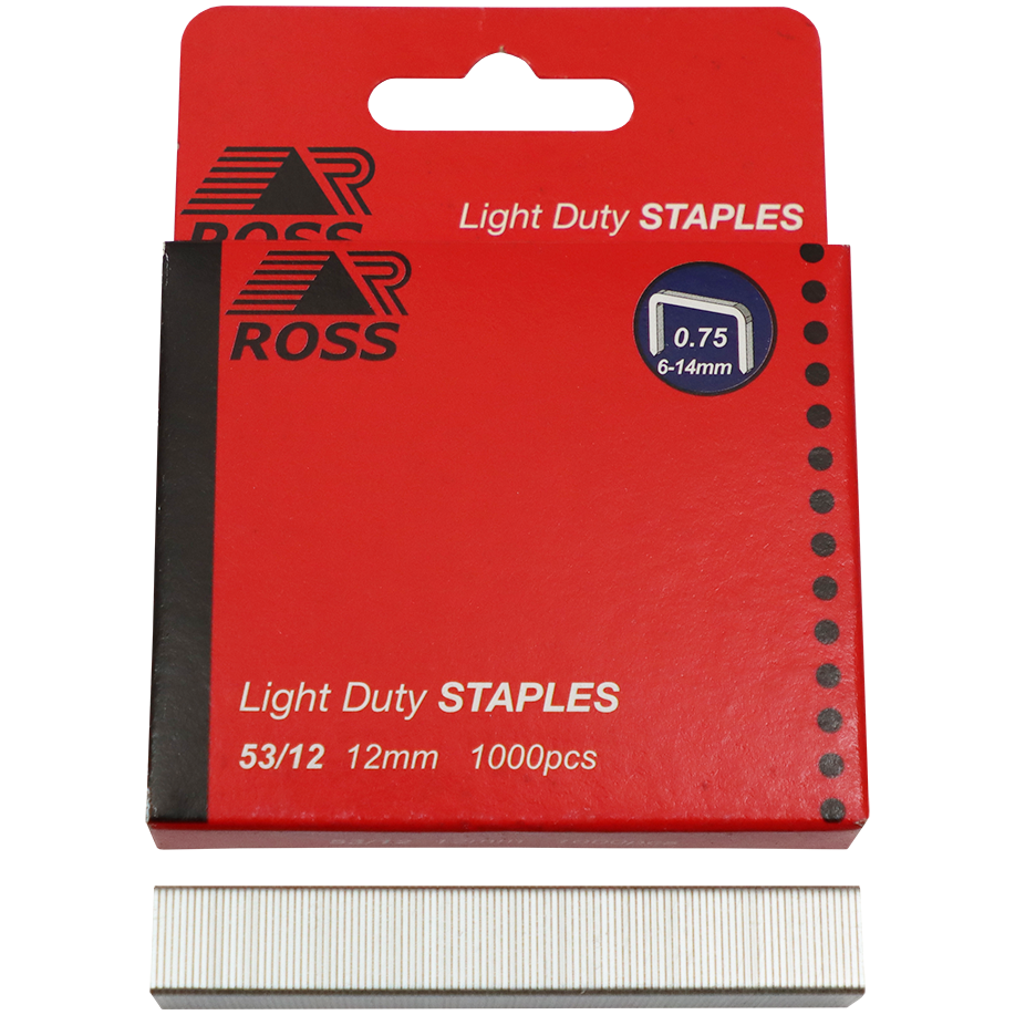 "STAPLE L\/D 12MM (1000 P\/BOX ) ROSS - DWS - LIGHT DUTY STAPLES FOR F3002 SG GUN"
