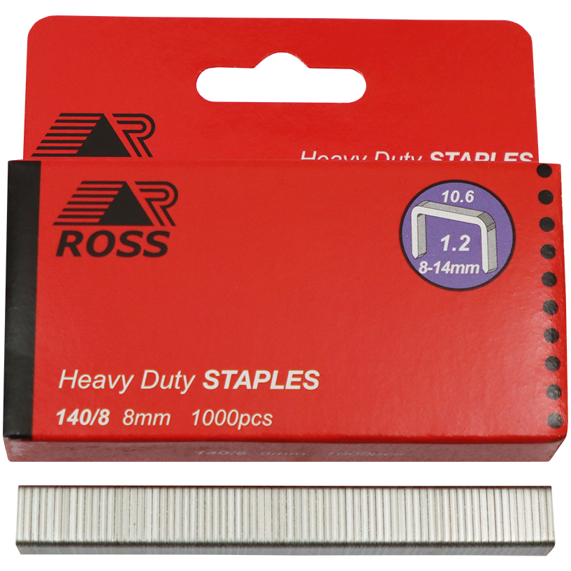 "STAPLE H\/D  8MM (1000 P\/BOX) ROSS - HEAVY DUTY FOR F3001 & F3002 GUNS"