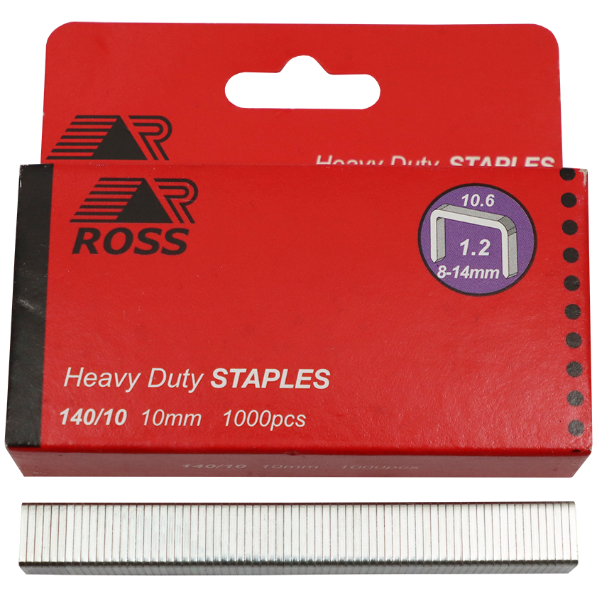 "STAPLE H\/D 10MM (1000 P\/BOX ) ROSS - HEAVY DUTY FOR F3001 & F3002 GUNS"