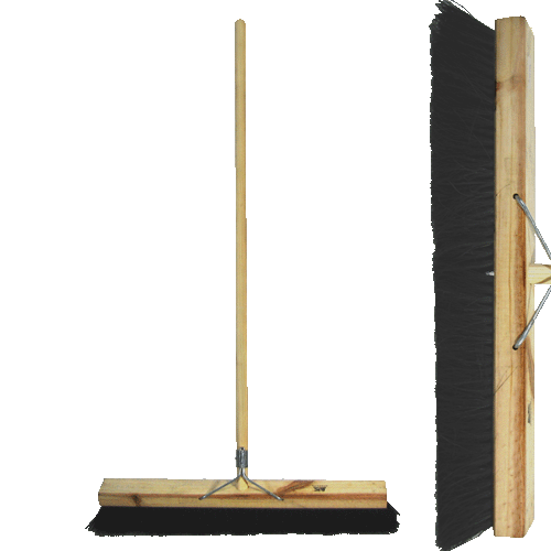 "BROOM PLATFORM NATURAL BLACK 610MM - COCO SOFT BRISTLE (WOOD HANDLE)"