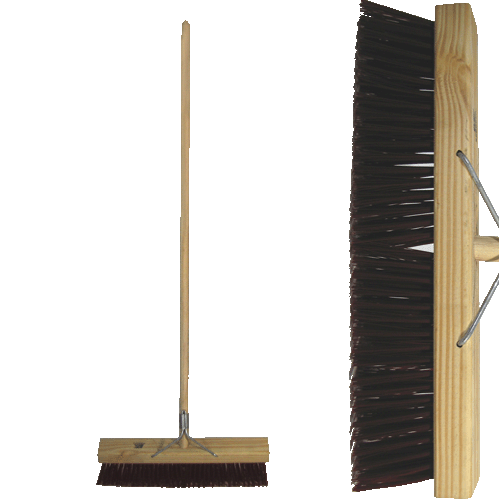 "BROOM PLATFORM SYNTHETIC BROWN 460MM - SYNTHETIC HARD BRISTLE (WOOD HANDLE)"