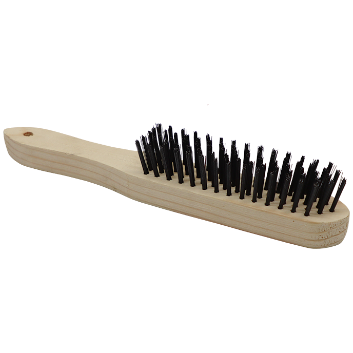 "WIRE BRUSH 5 ROW STEEL ACADEMY (0.3MM) - WOODEN HANDLE - 0.30MM WIRE"