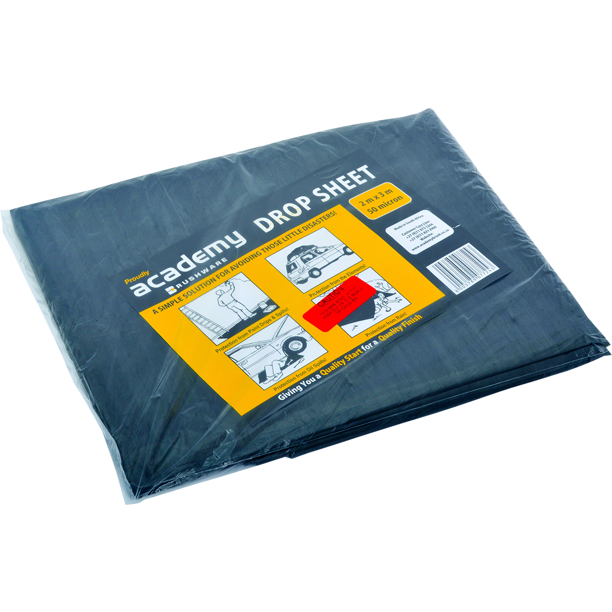 "DROP SHEET 2M X 3M  50 MIC ACADEMY - 50 MICRON BLACK PLASTIC SHEET"