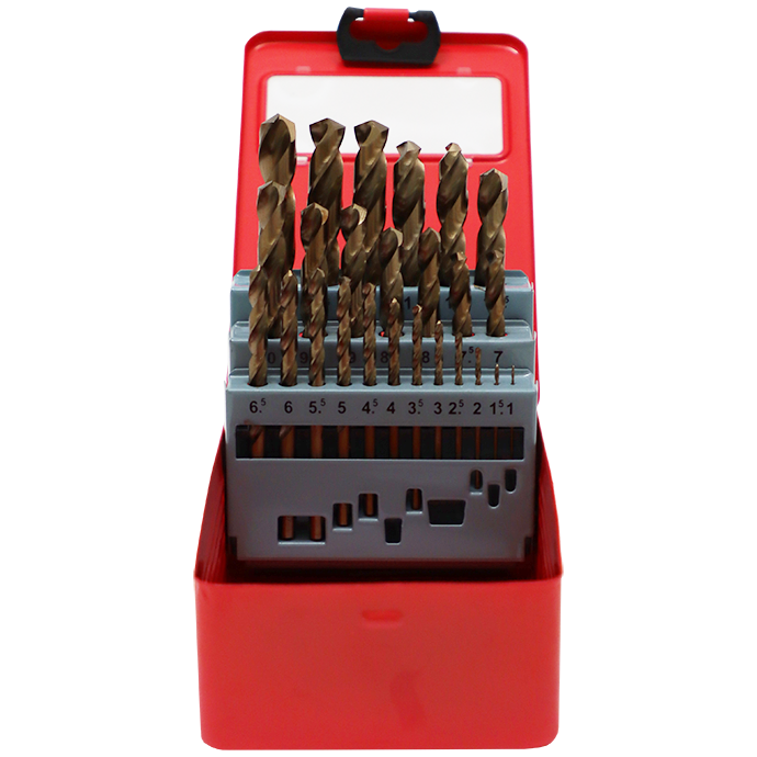 "DRILL SET 25PC 1-13 CO8%  FB - 8% COBALT (NDX) - METAL BOX (GOLD)"