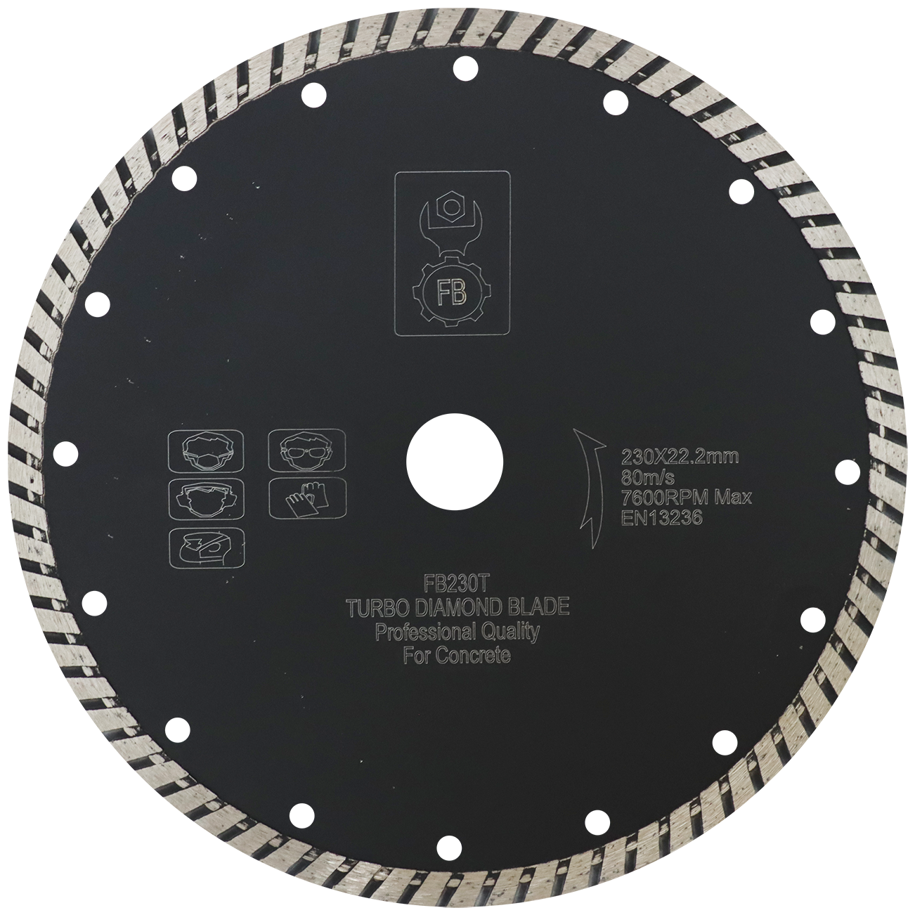 "DIAMOND BLD 230MM CONTINUOUS TURBO FB - WET\/DRY CUT - CONCRETE\/BRICK\/TILES"
