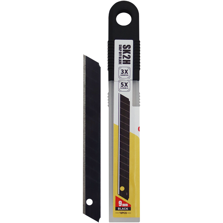 "TRIM BLADE S\/OFF  9MM 10\/PK BLACK FUDA - SNAP-OFF - SOLD PER PACK OF 10 - SK2 (3X SHARPER)"