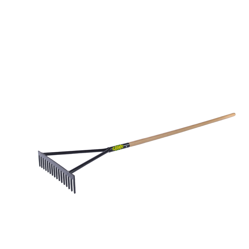 "RAKE ROAD 16T WITH HANDLE HD LASHER - HEAVY DUTY - WOOD HANDLE"